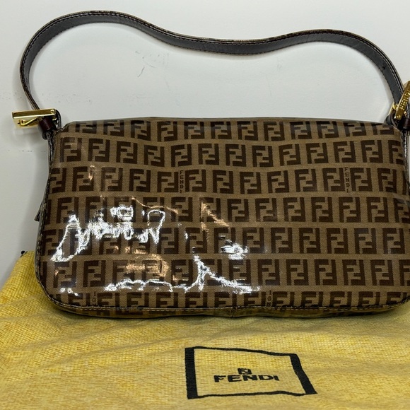 Fendi Gold and Brown Monogram Shoulder Bag - Picture 4 of 10